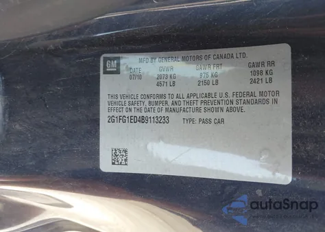 2011 Chevrolet Camaro 2Lt из США, поврежденный, VIN 2G1FG1ED4B9113233